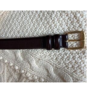 Leather Belt Gold-Tone‎ Buckle 46/115 Classic Brown Dress Belt Italian